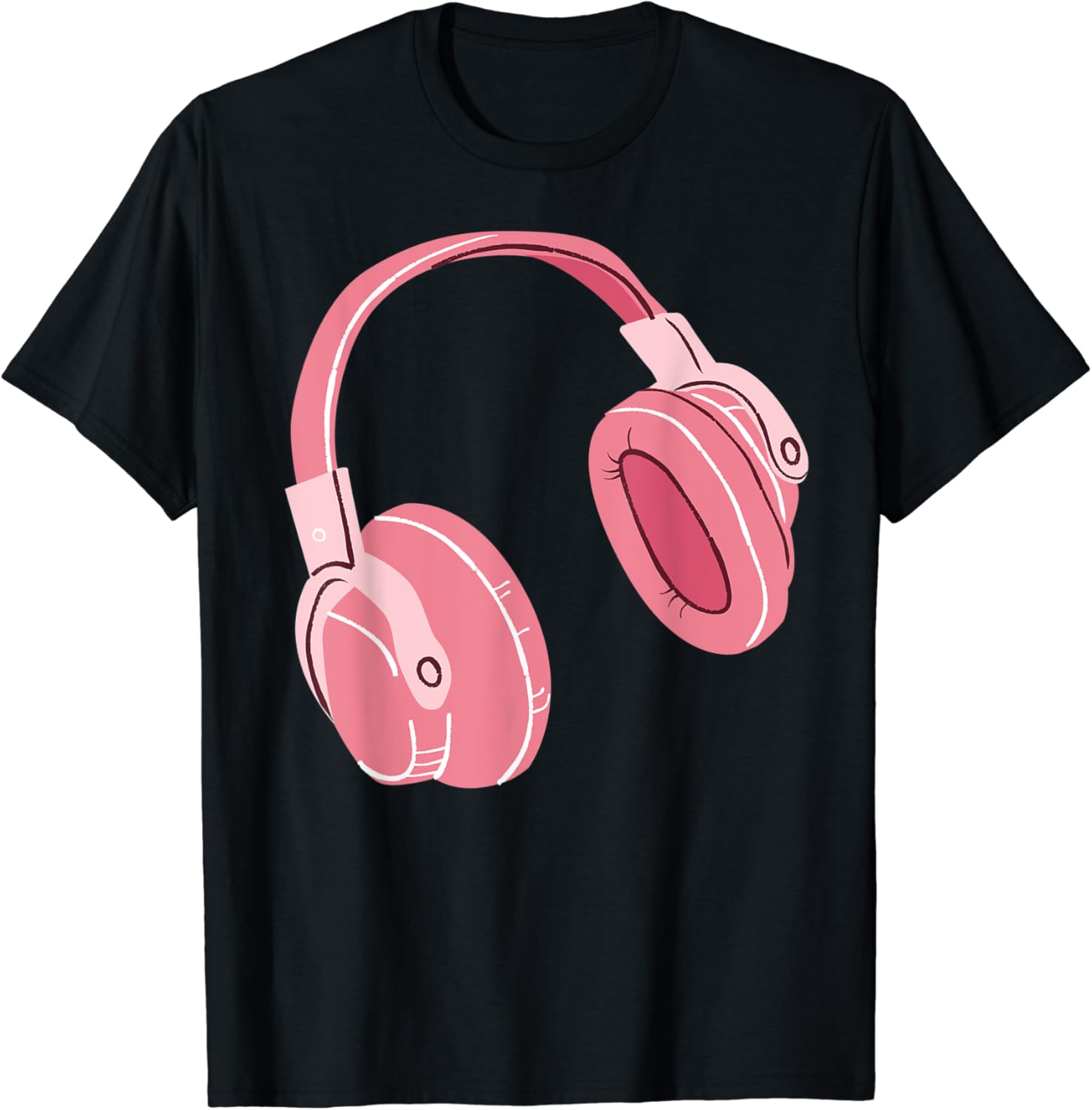 Pink Headphones Vintage Retro Cute Graphic Tee Stylish T